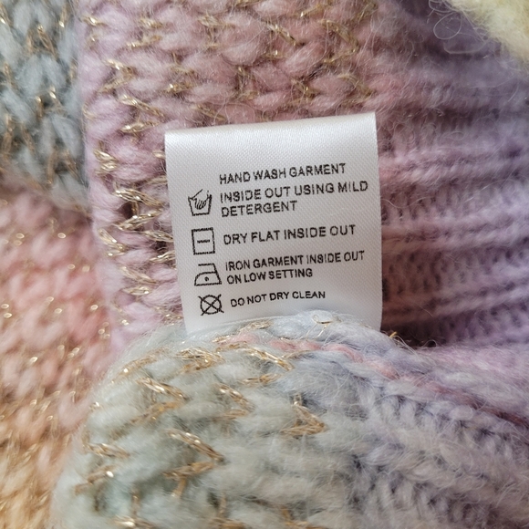 Strut and Bolt Rainbow Wool Blend Balloon Sleeve Sweater sz L - Picture 4 of 10